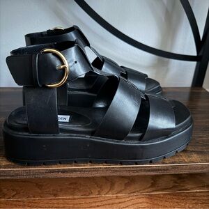 Steve Madden Black Sandals with Gold Buckle